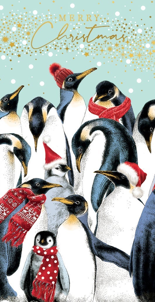 Julekort Pengelomme Penguins