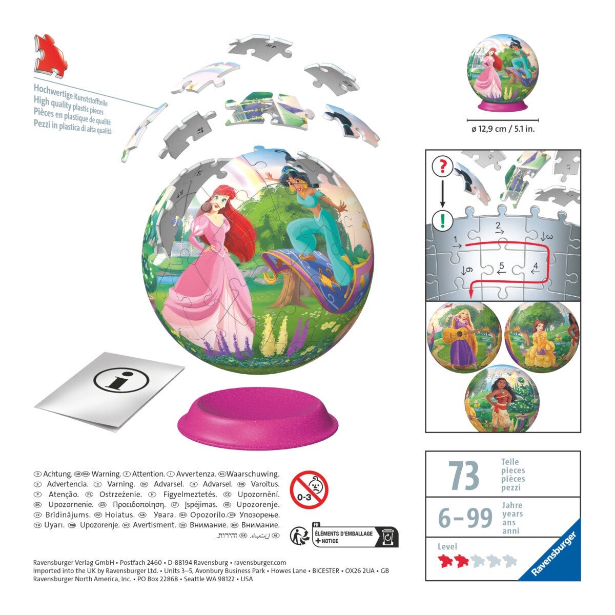 Puslespill 3D 72 Disney Princess Ball Ravensburger