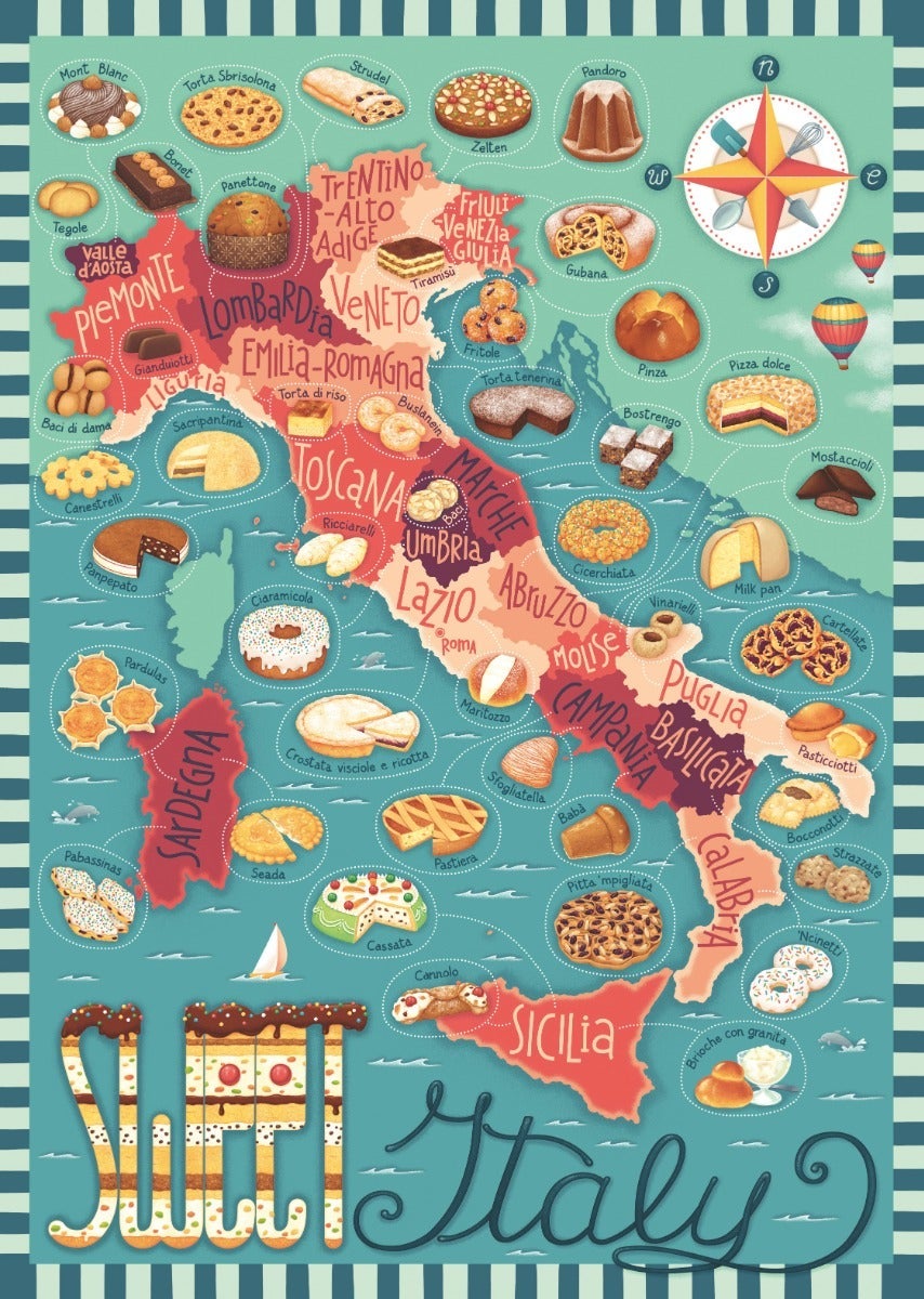 Puslespill 1000 Kart Over Italia Søtt Ravensburger
