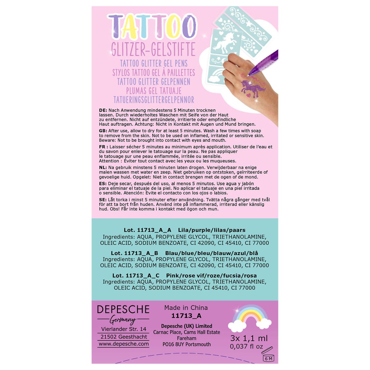 Glittergel Pens M Stensiler Til Tattoos Ylvi