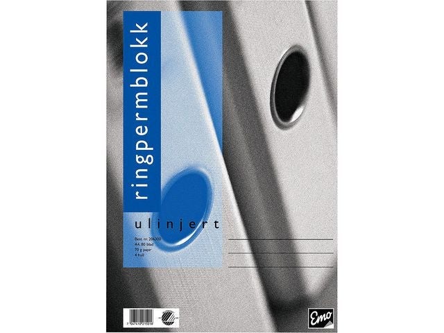 Ringpermblokk Emo A4 70g 80bl ulinjert