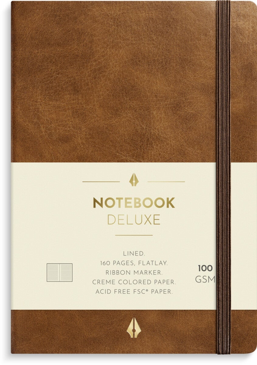 Notatbok Burde Deluxe A6 linjert Cognac