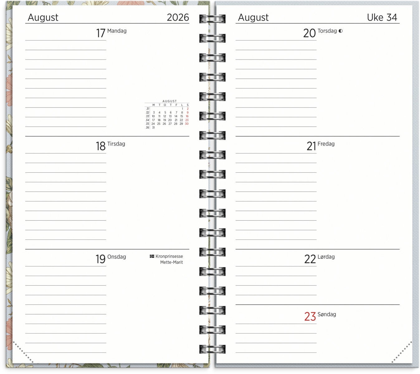 Kalender Grieg Slim spiral 25/26 blomst
