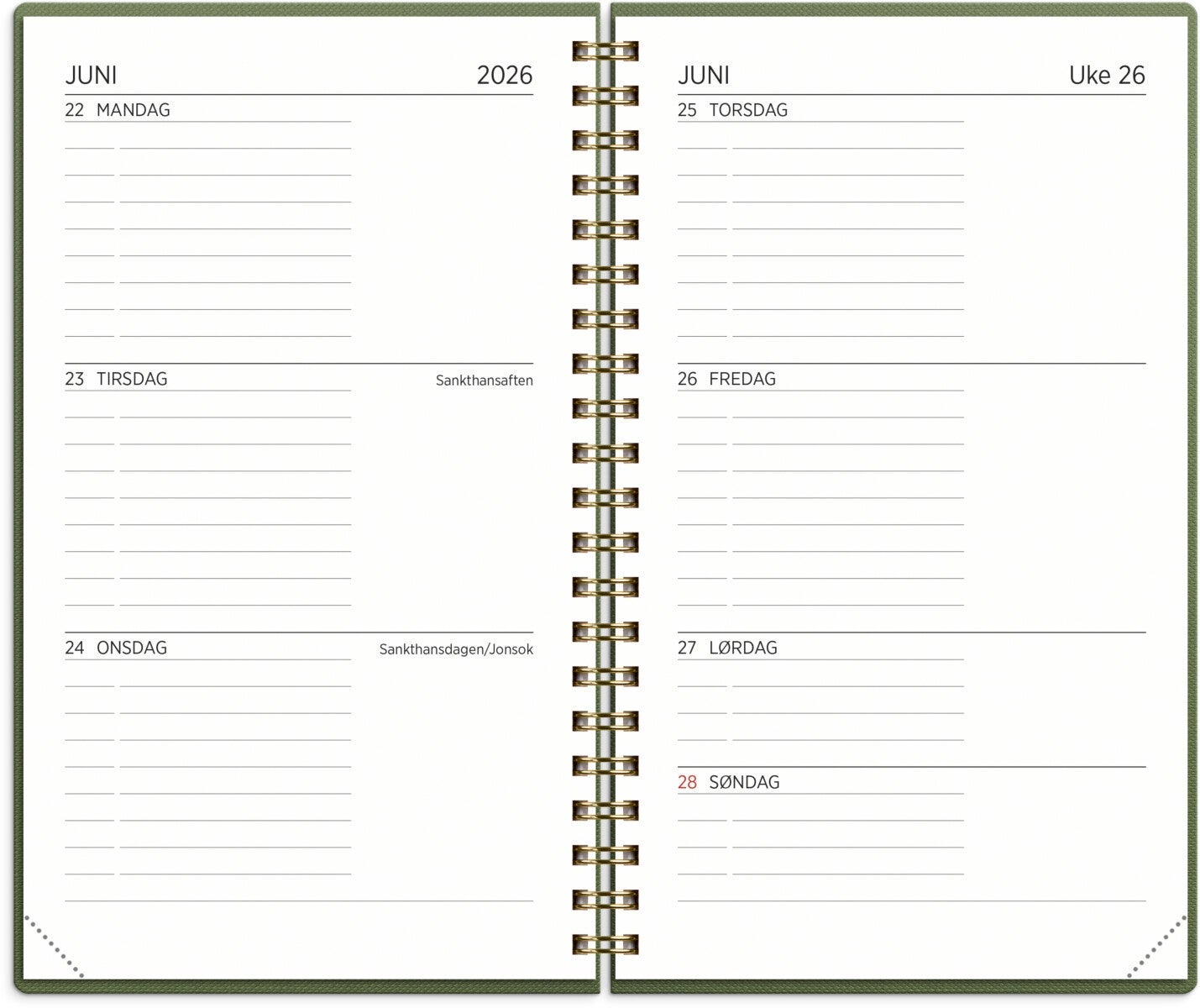 Studentkalender Grieg XL 25/26 grønn