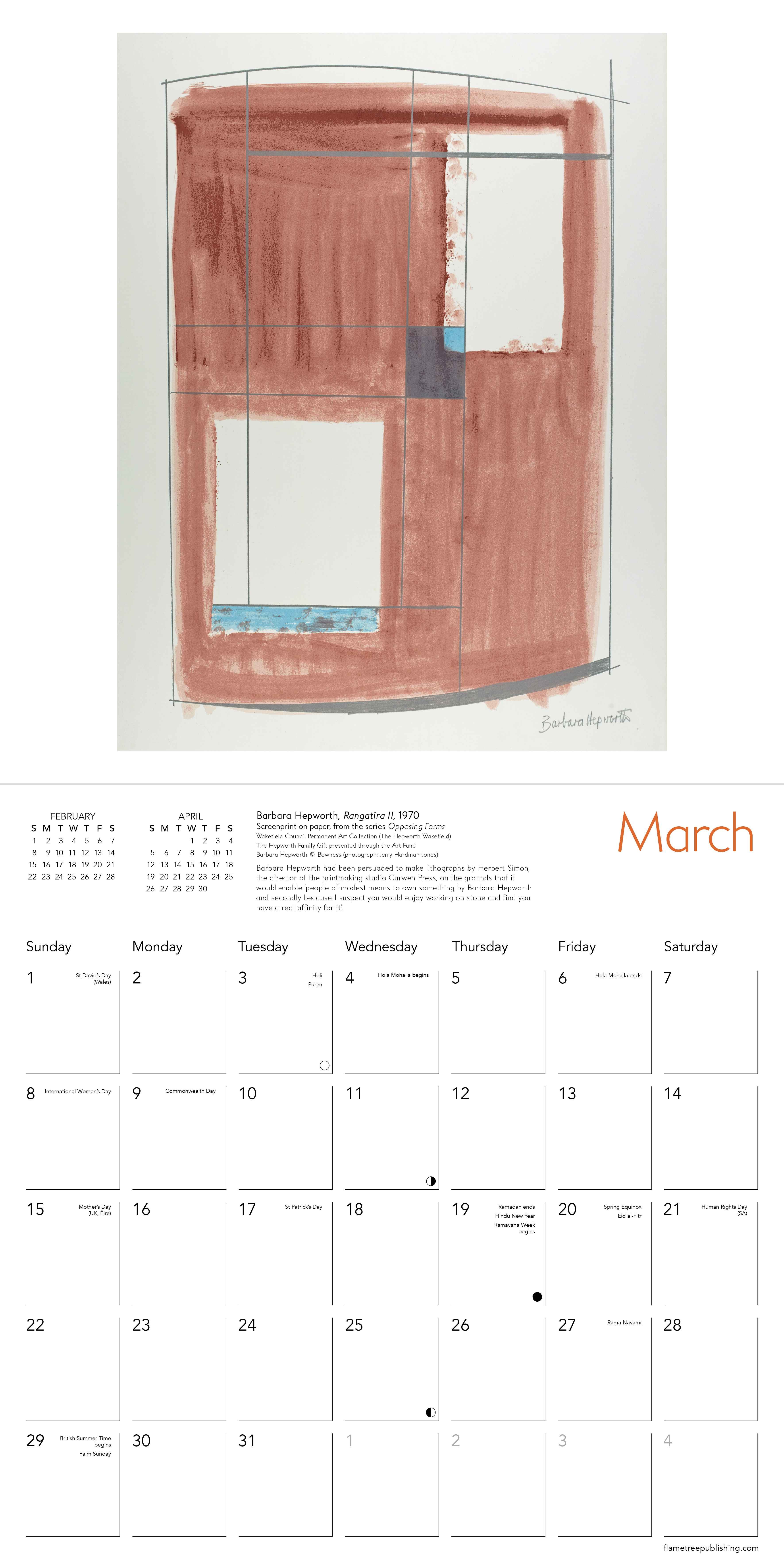 Kalender 2026 30x30 Barbara Hepworth