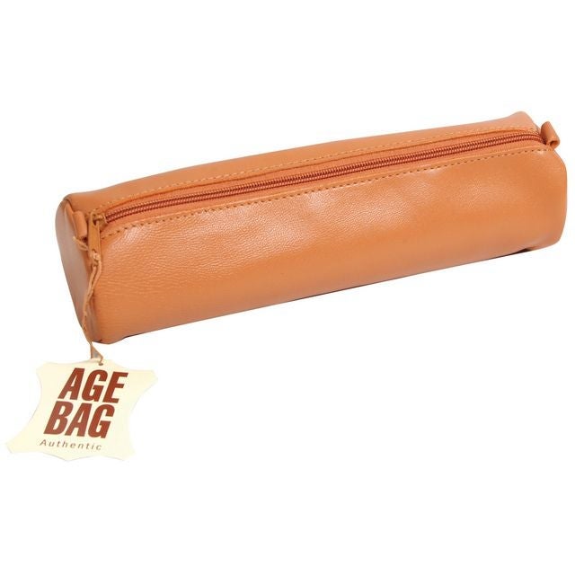 Pennal Age Bag Ø6x21 cm skinn brun