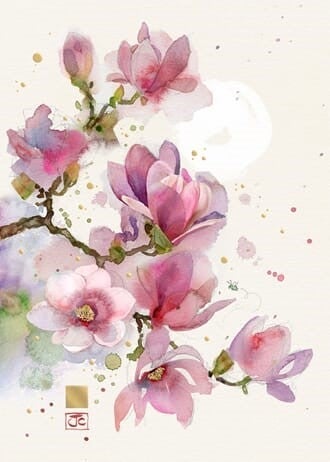 Kort Dobbelt 167x118mm Collage Pink Magnolia