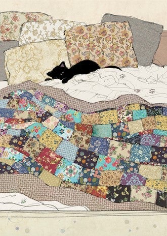 Doble kort 167x118 Black Ink Bed Kitty