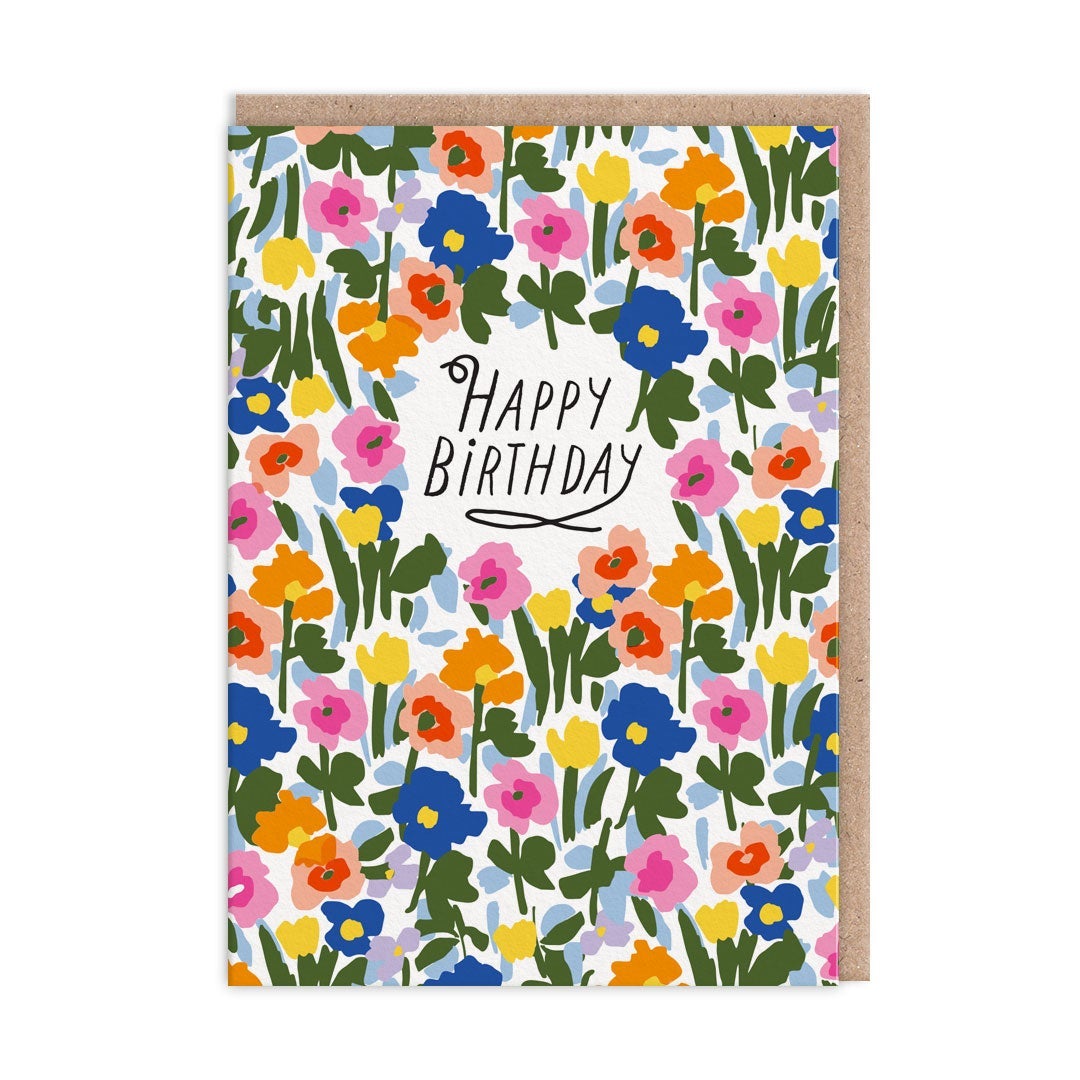 Kort Happy Birthday Meadow Flowers