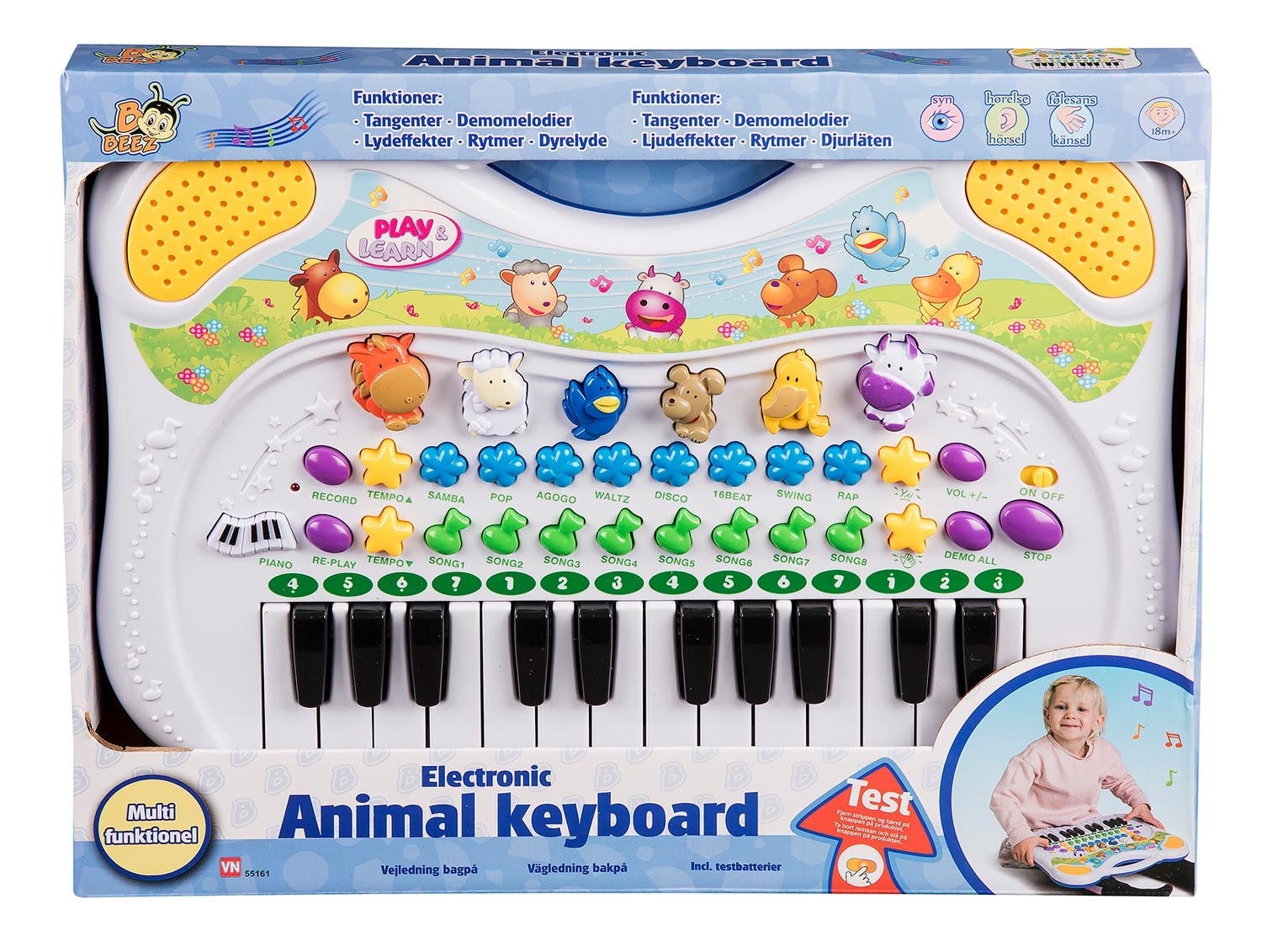 B Beez Orgel Med Dyrelyder Inkl Batterier