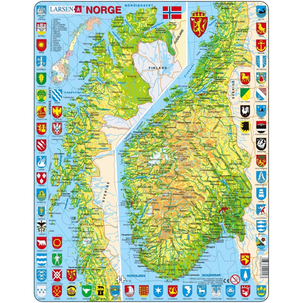 Platepusle Maxi 65 Norgeskart Sør Nord
