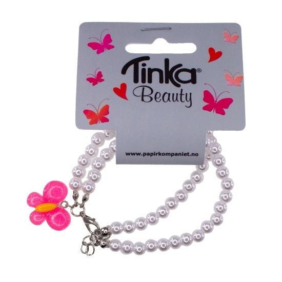 Armbånd Hvite Perler Sommerfugl