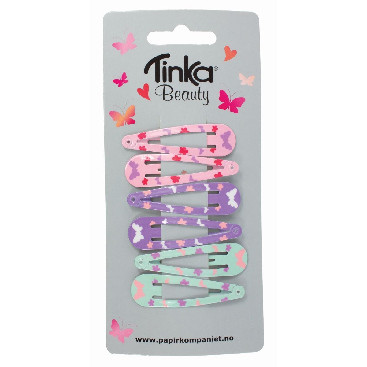 Hårklips glitter/sommerfugl 6 stk