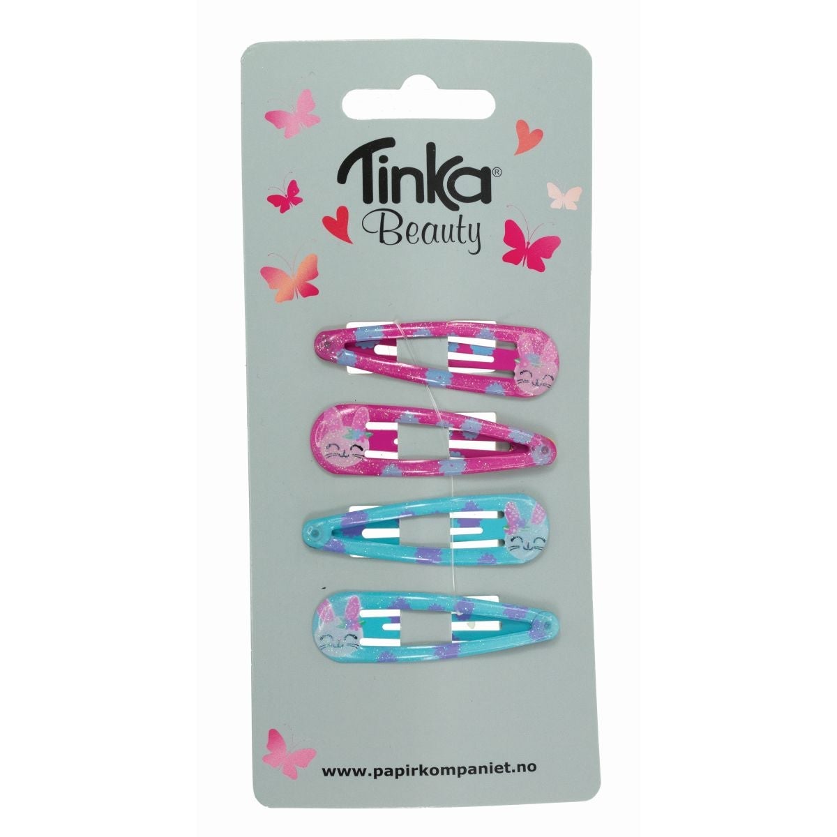 Hårklips 4 stk rosa/turkis kanin