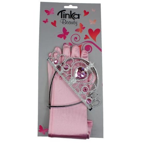 Prinsessesett Tiara,hansker,septer rosa