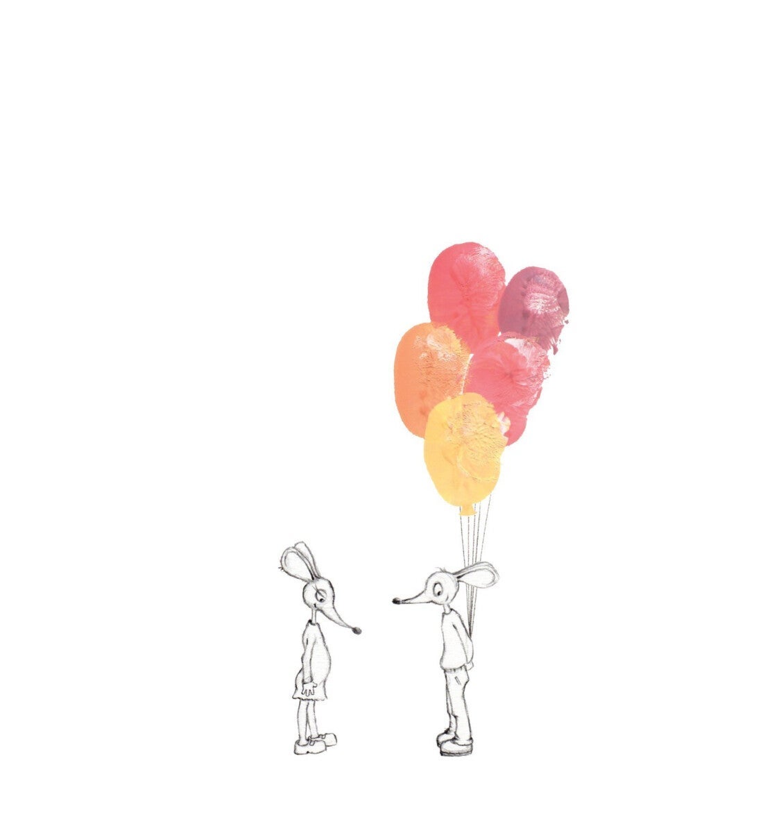 Dobbelt kort, 15x15 cm, m/konvolutt Ballonger