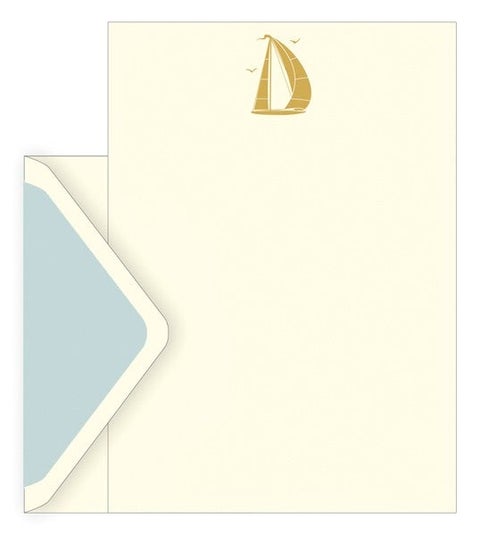 Brevsett i gaveeske Sailboat