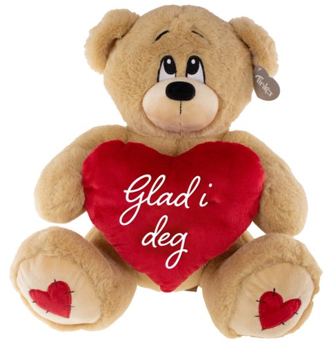 Bamse Brun 30cm Hjerte Glad I Deg
