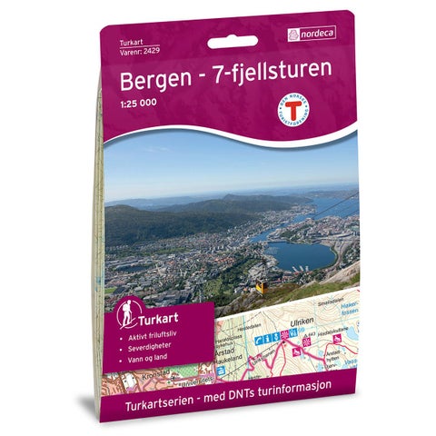 Bergen - 7-Fjellsturen - Veikart