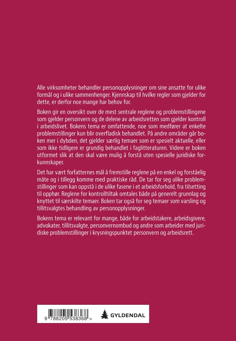 Personvern og kontroll i arbeidslivet