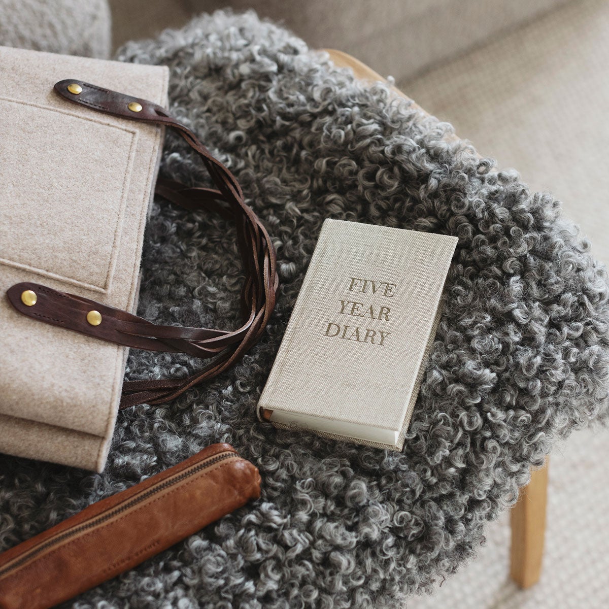 Dagbok Five Year Pocket Rough Linen