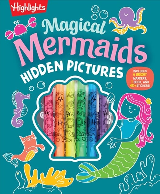 Magical Mermaids Hidden Pictures - Kids Mermaid Coloring Book with Markers Featuring Over 40 Ready-to-Color Stickers, Hidden Pictures Scenes with Undersea Adventures for Kids 6-9