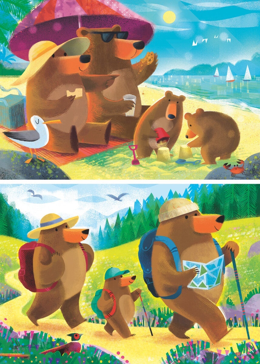 Puslespill 2x24 Bjørnefamilie Ravensburger