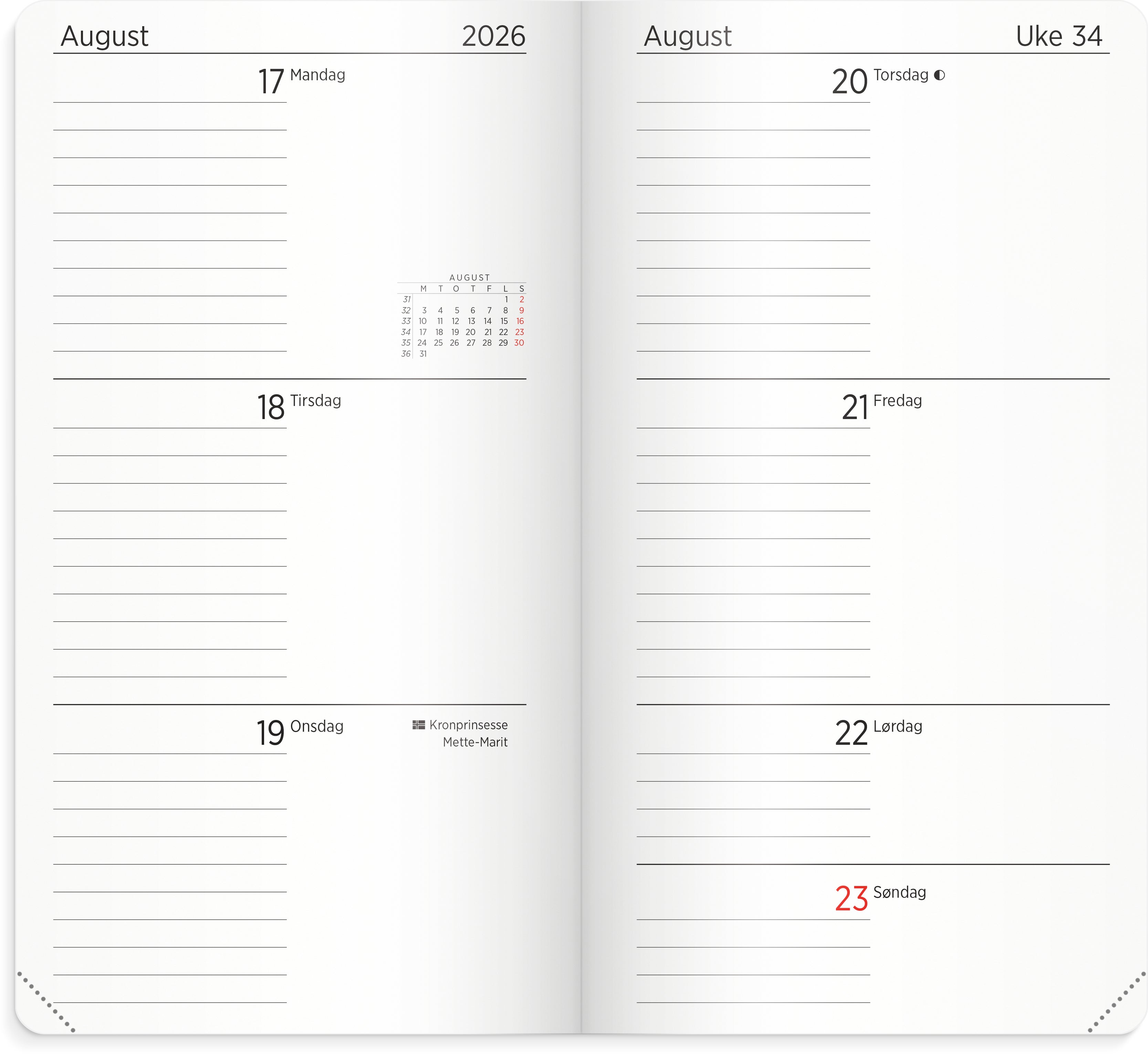 Kalender Grieg SLIM myk 26/27 rosa
