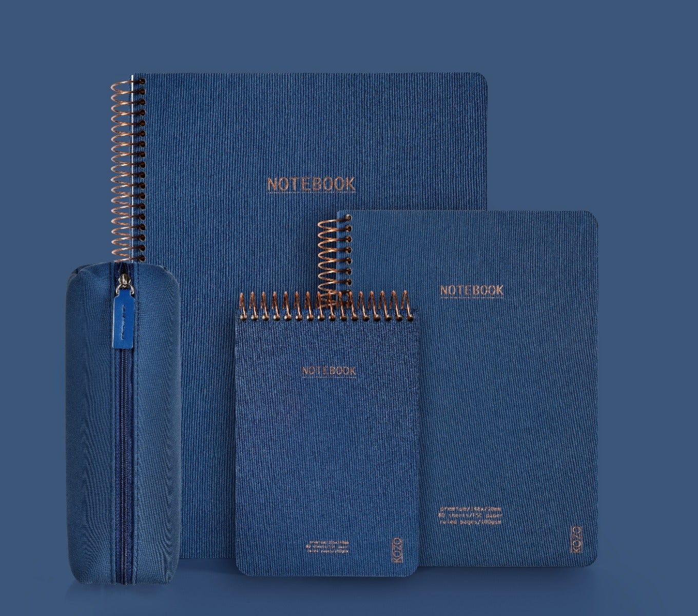 Notatbok m/spiral Kozo Premium A5 Navy 100g