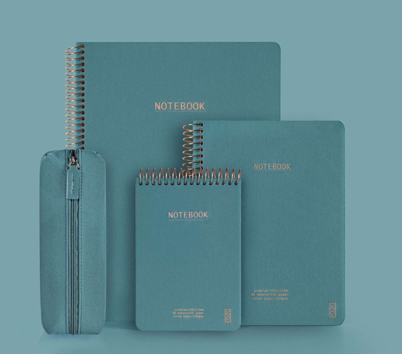 Notatbok m/spiral Kozo Premium A5 Steel Blue