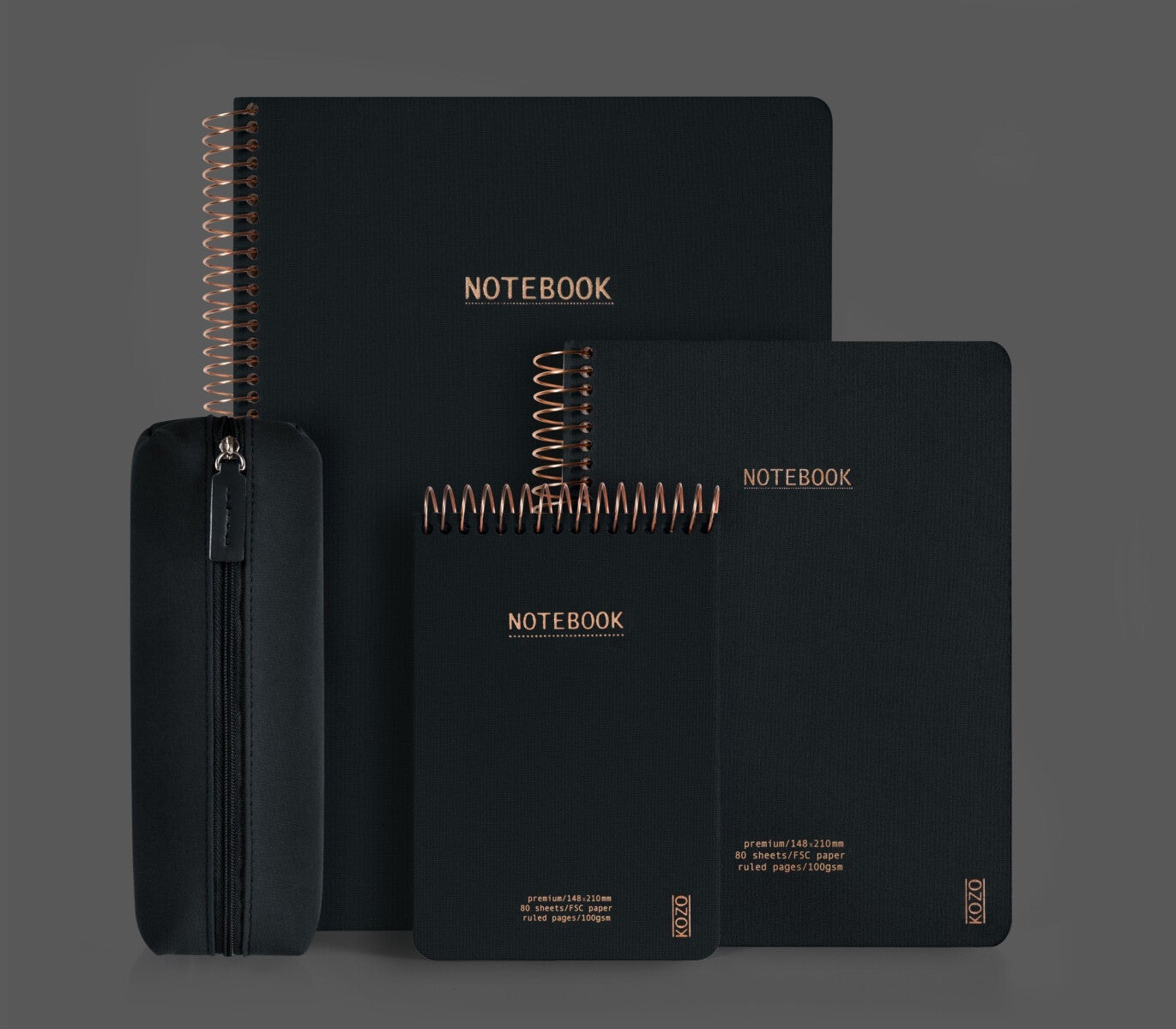 Notatbok m/spiral Kozo Premium A5 Black