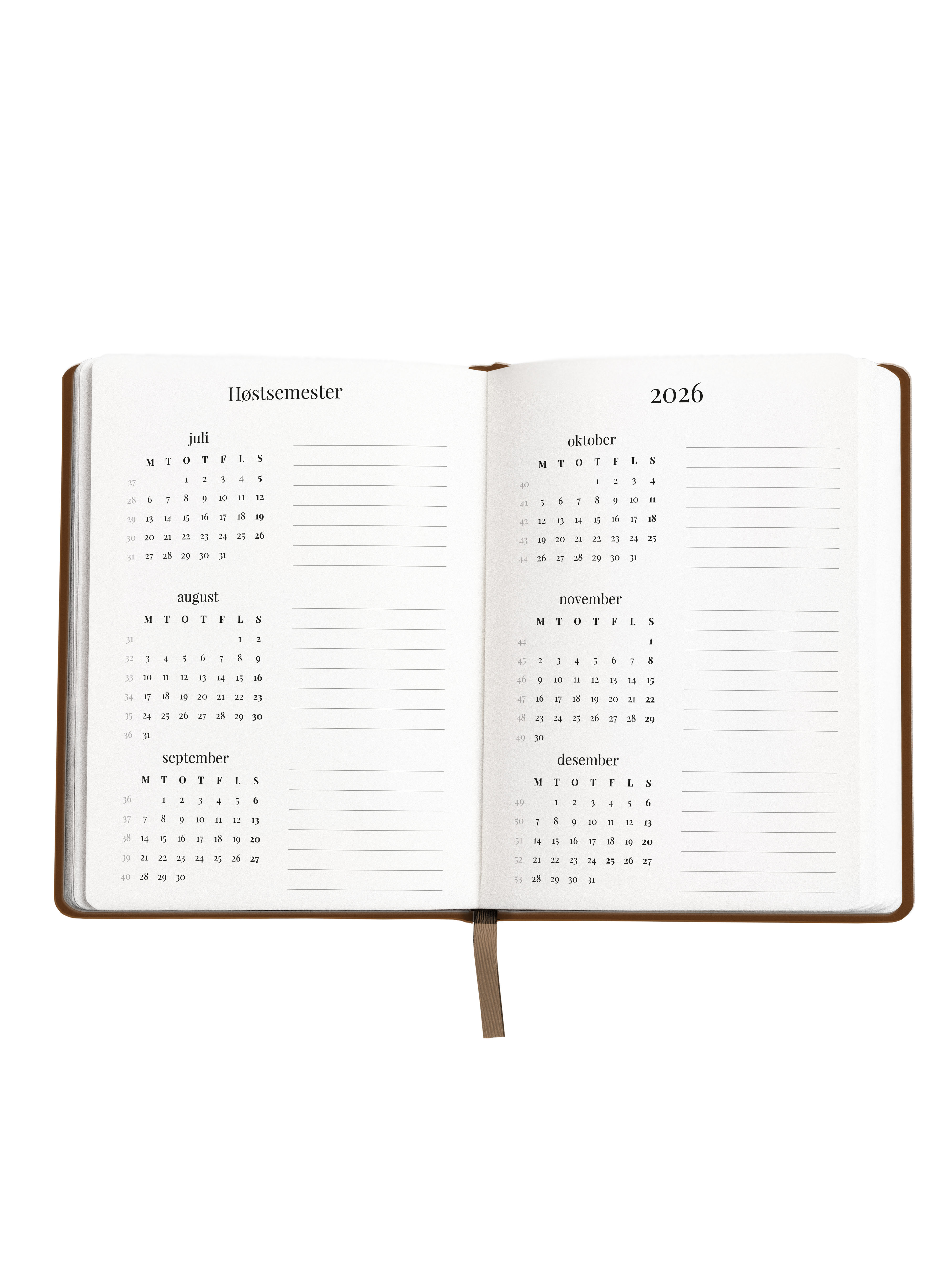 Studieplanlegger 26/27 Aveluna A5 Brun