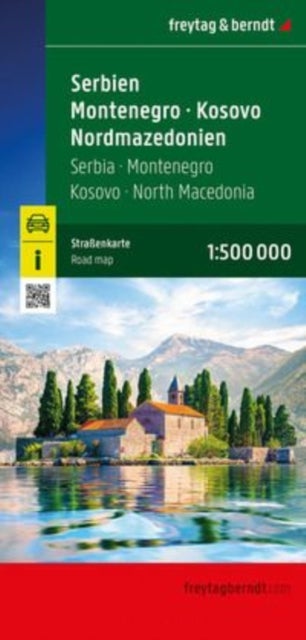 Serbia - Montenegro - North Macedonia Road Map - 1:500,000 scale