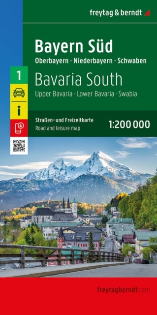 Bavaria South Road and Leisure Map - Upper Bavaria - Lower Bavaria - Swabia