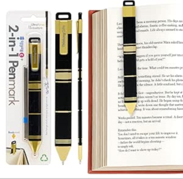 Pen Bookmark Black & Gold with Refills