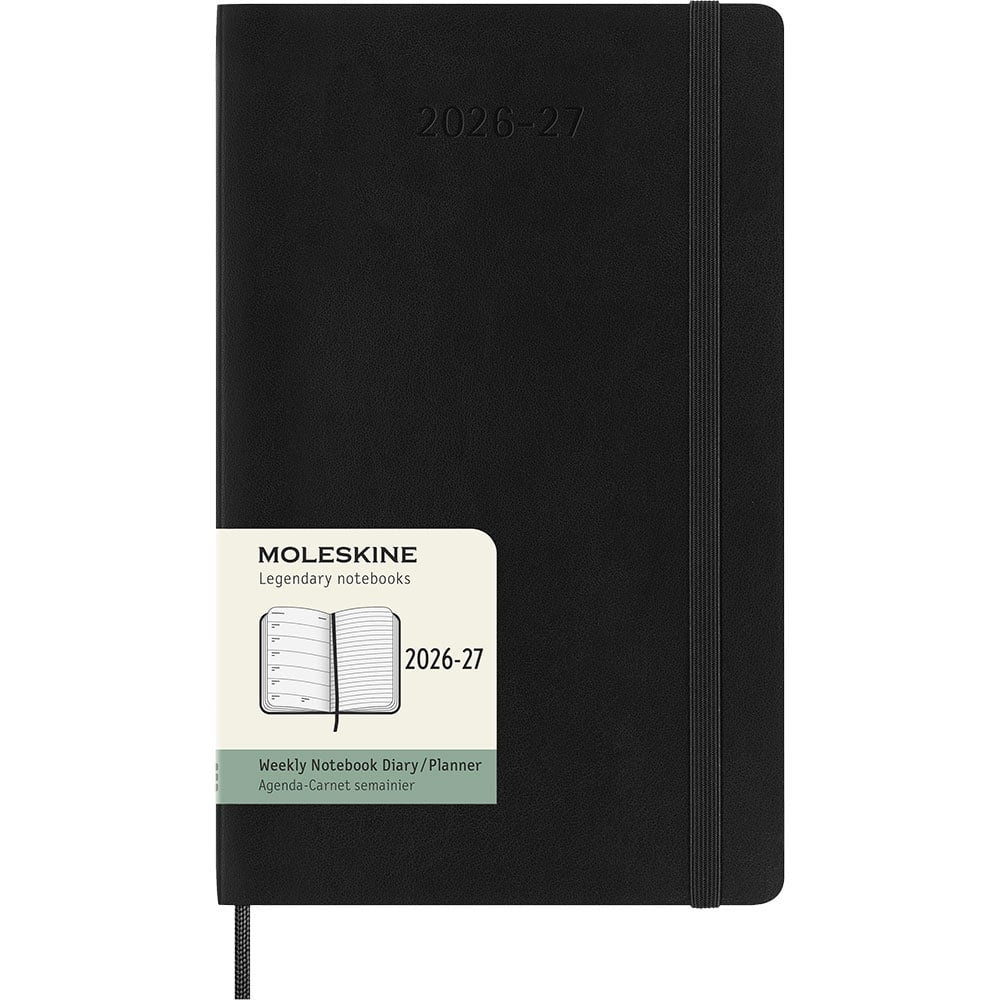 Kalender Moleskine 26/27 18m Soft Large Uke Notat Sort