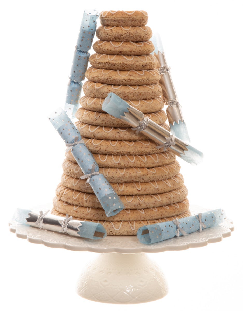 Smellbonbon med sløyfe lysblå og sølv