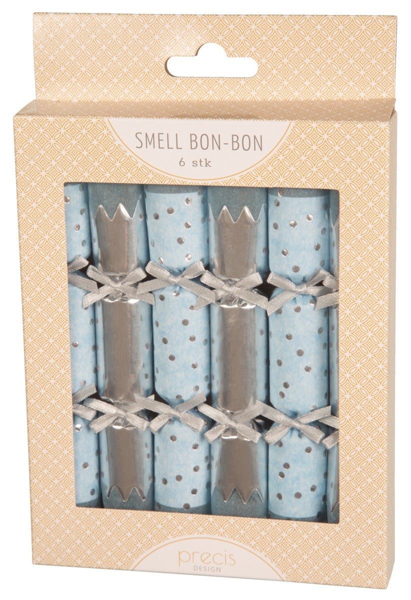 Smellbonbon med sløyfe lysblå og sølv