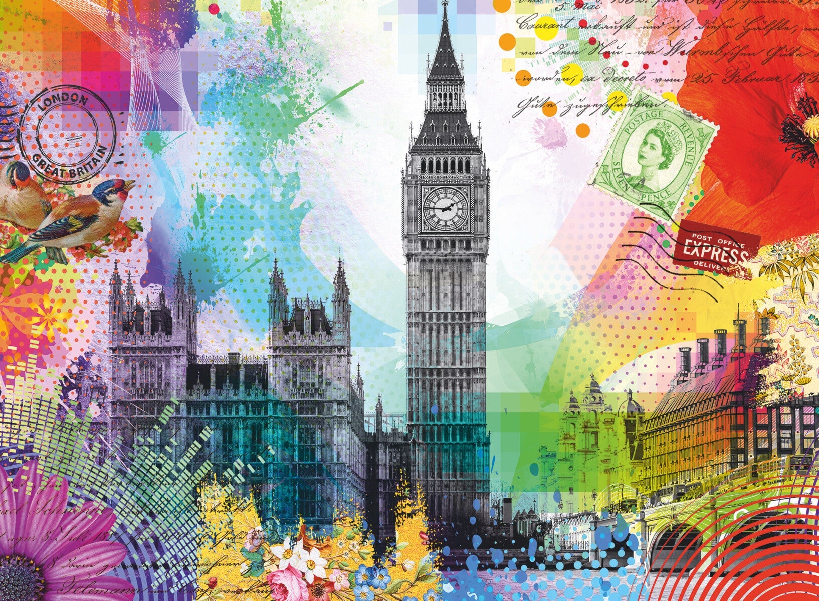 Puslespill 500 London Postkort Ravensburger