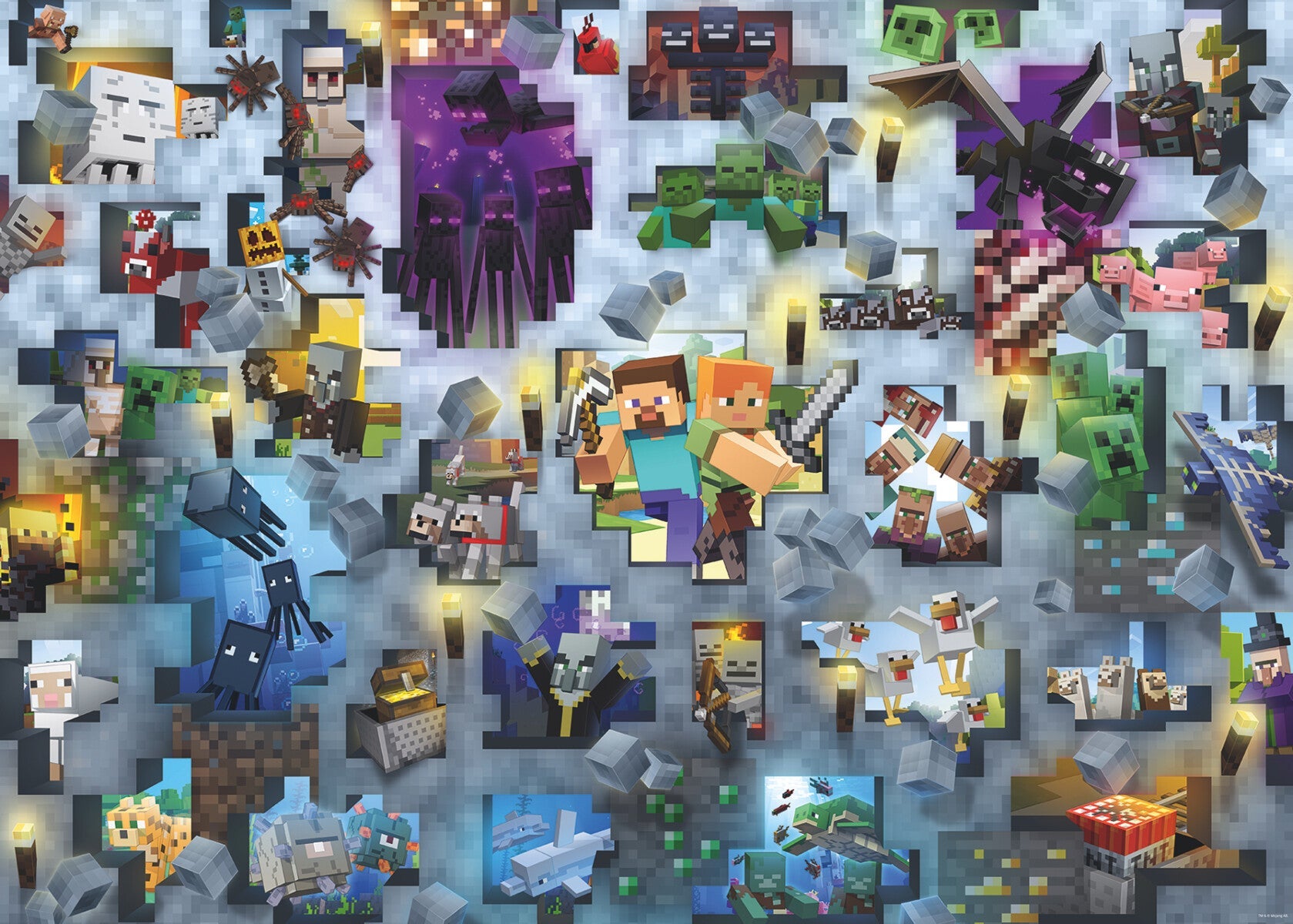 Puslespill 1000 Minecraft Mobs Ravensburger