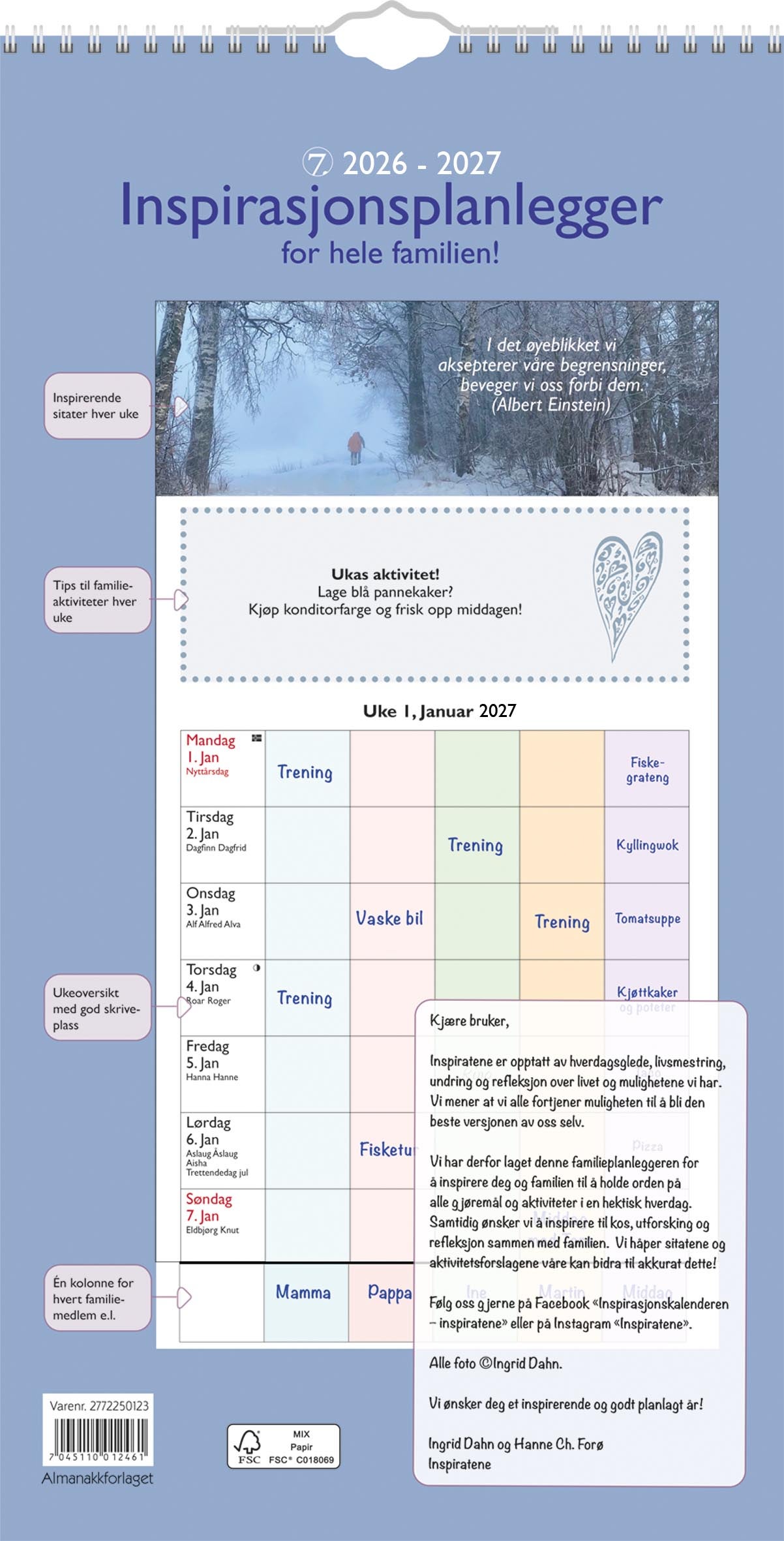Kalender 7.Sans 26/27  Inspirasjon Familieplanlegger