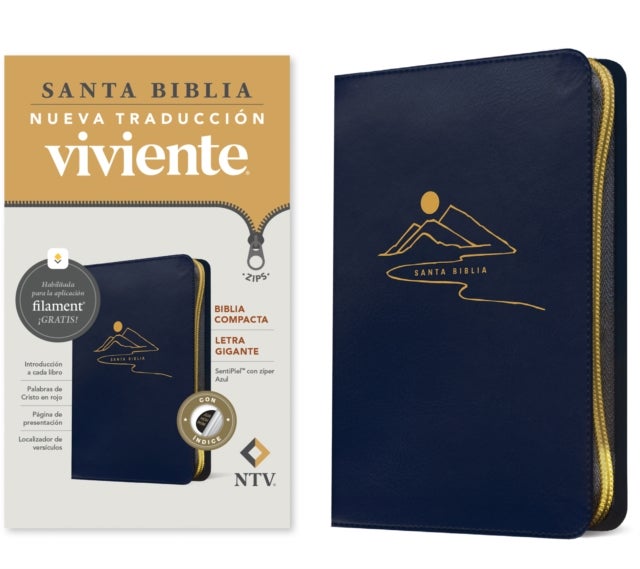 Biblia Compacta Ntv, Letra Gigante de Zi½per Con Filament (Sentipiel, Azul, i½ndice, Letra Roja)