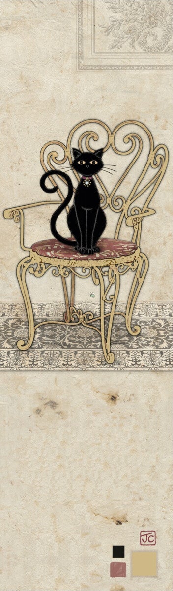 Bokmerke Bug Art svart katt på stol