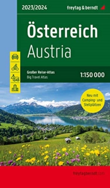 Austria Big Travel Atlas 1:150,000 Hardback - with camping and caravanning