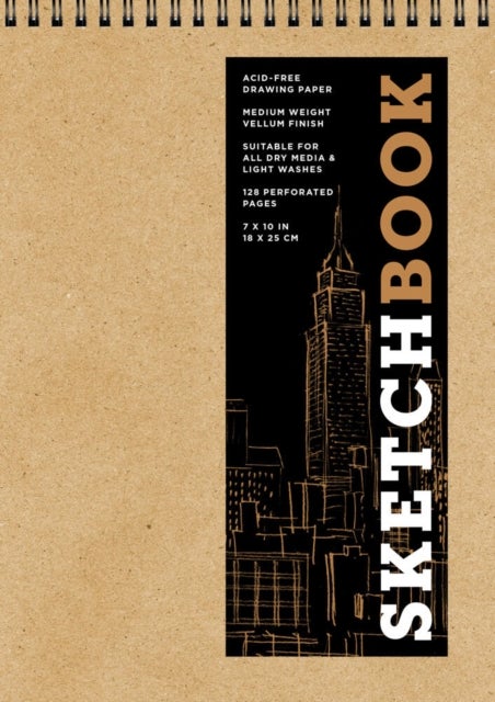 Sketchbook 7 x 10" Fliptop Landscape Kraft Spiral Hardcover Mixed Media Sketchbook for Drawing - Acid-Free Quality Paper (128 pages)