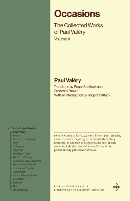 Occasions - The Collected Works of Paul Valery, Volume 11