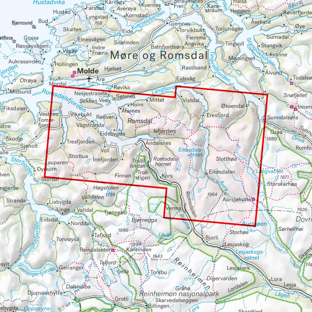 Romsdalen & Eikesdalen Hiking Map