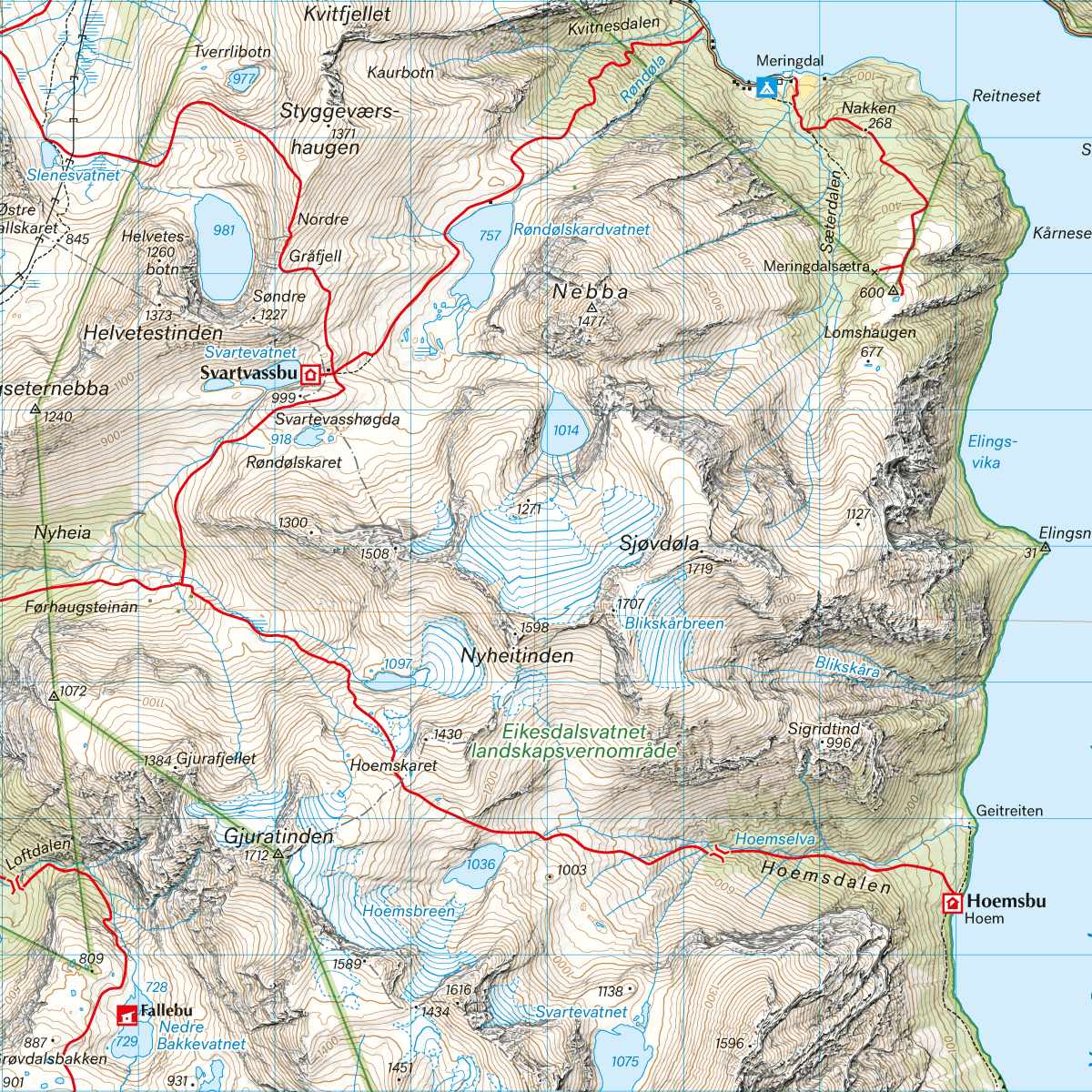 Romsdalen & Eikesdalen Hiking Map