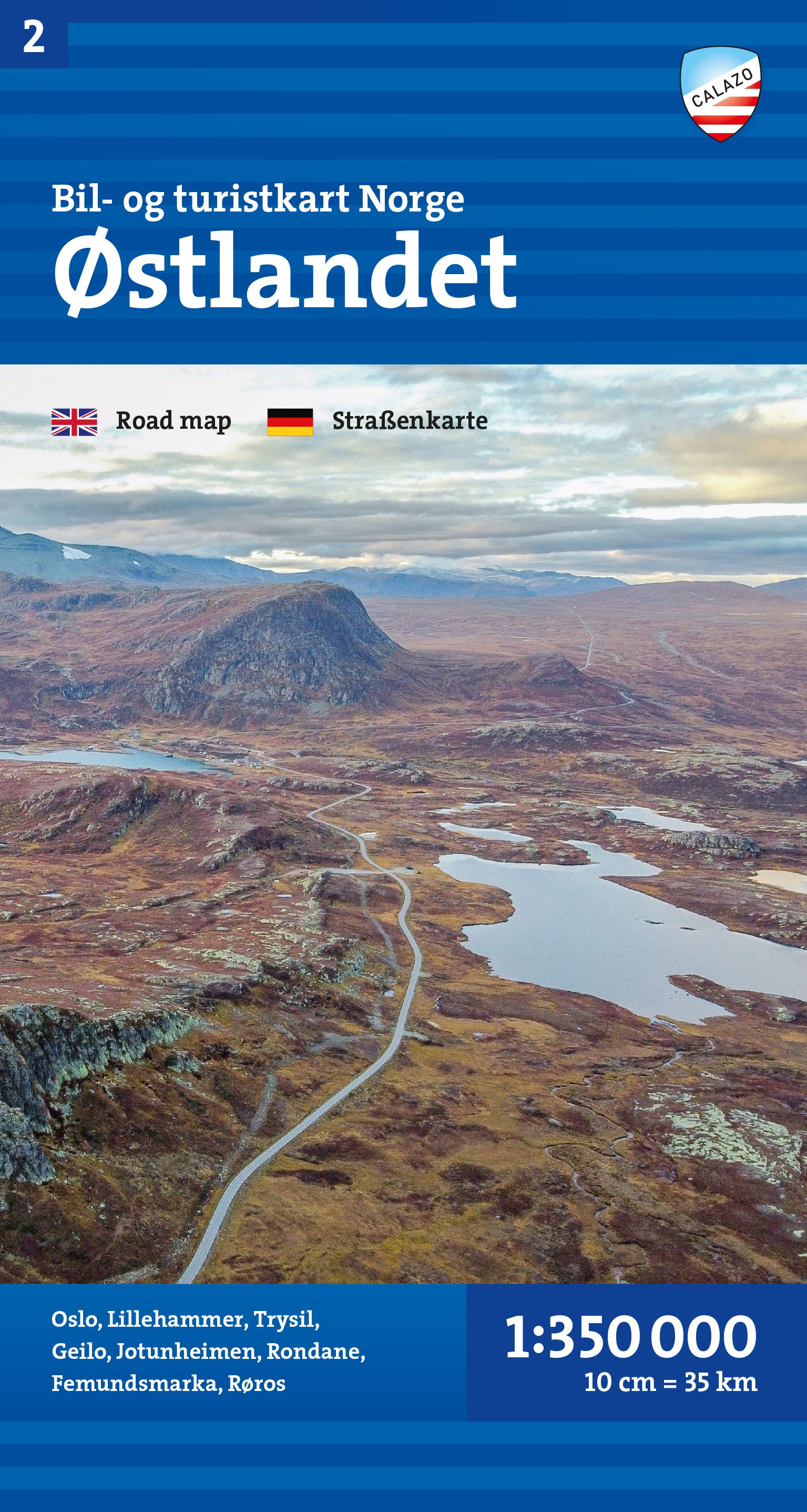 Car and tourist map of Eastern Norway (Østlandet) - 1:350 000