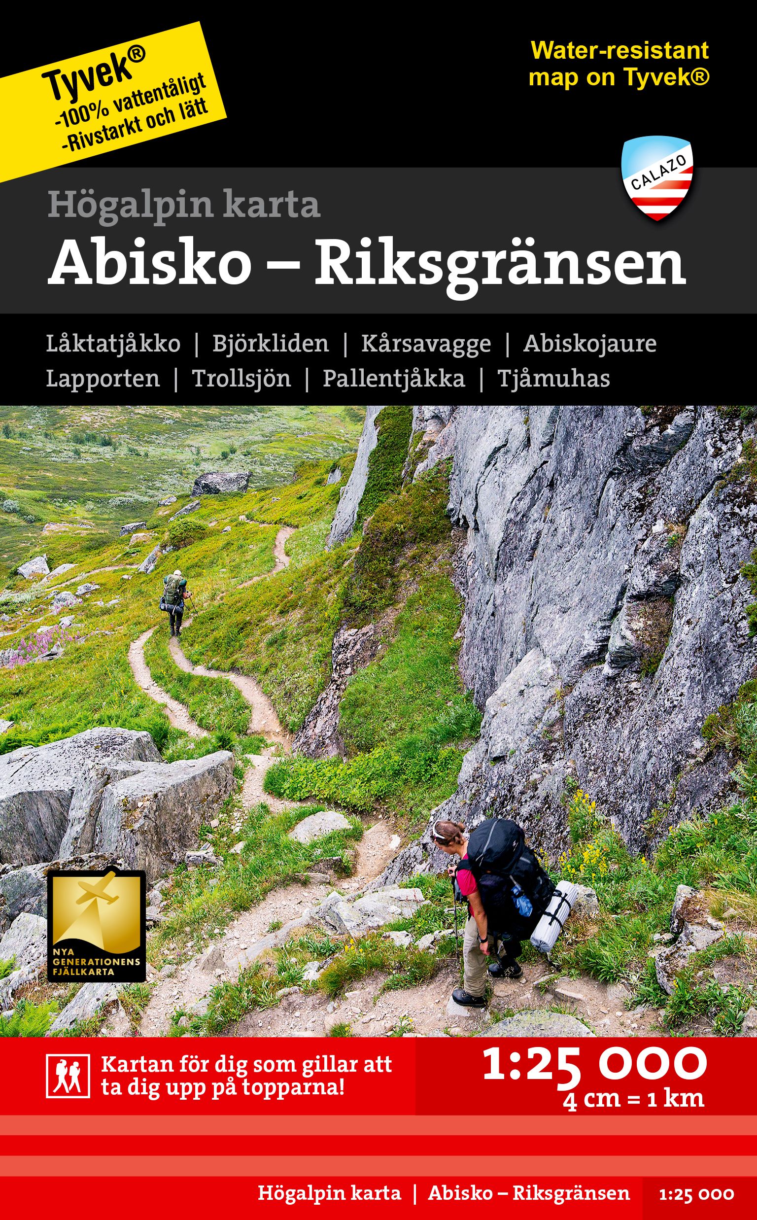 Högalpin karta: Abisko, Björkliden -  Riksgränsen